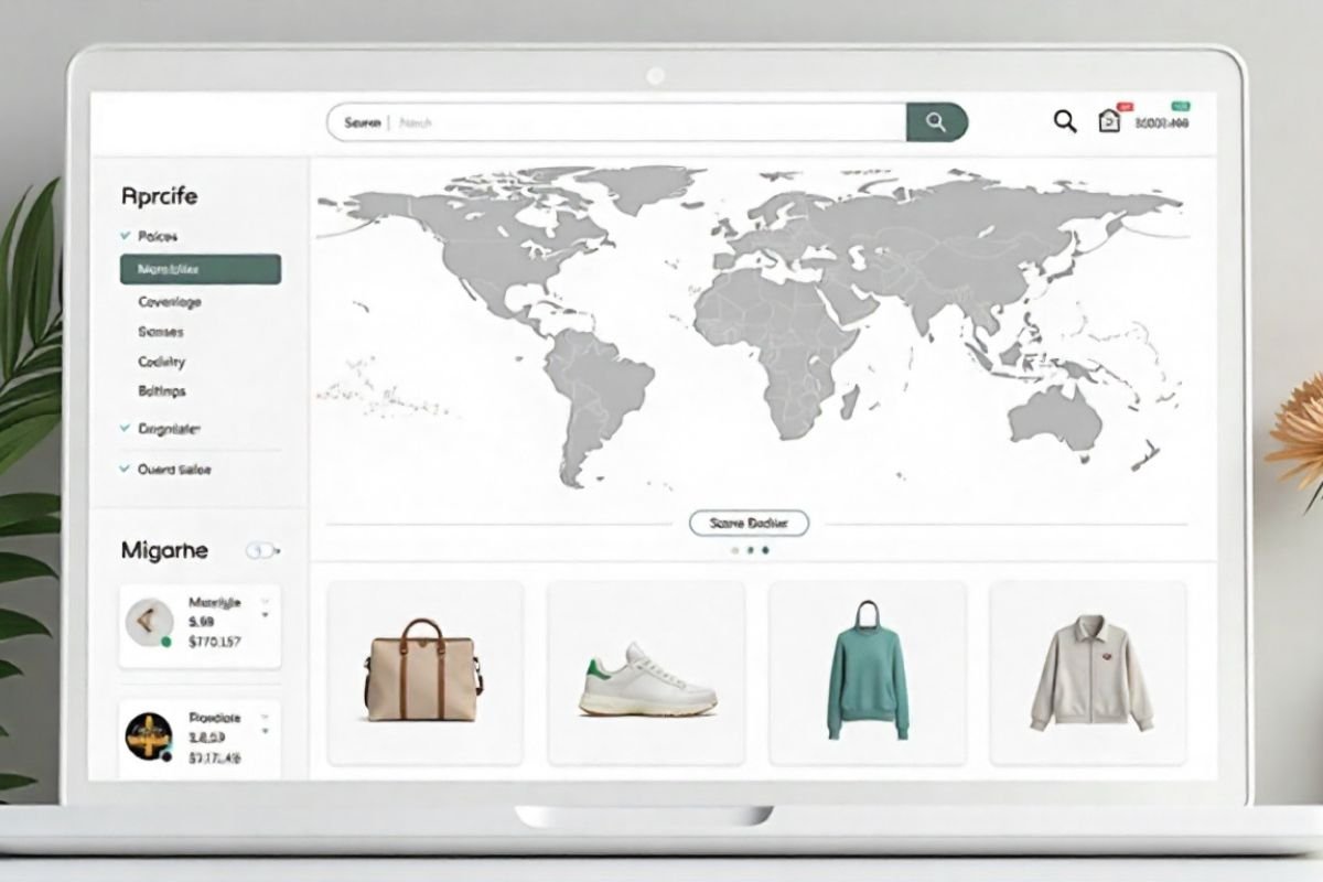 Global ecommerce product pages showing localized languages, pricing, and UI elements.